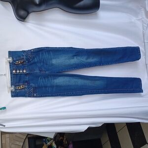 Mitzi Michel Jr Sz 11 Tall Skinny Straight Jean's with Goldtone Chain, Stretch